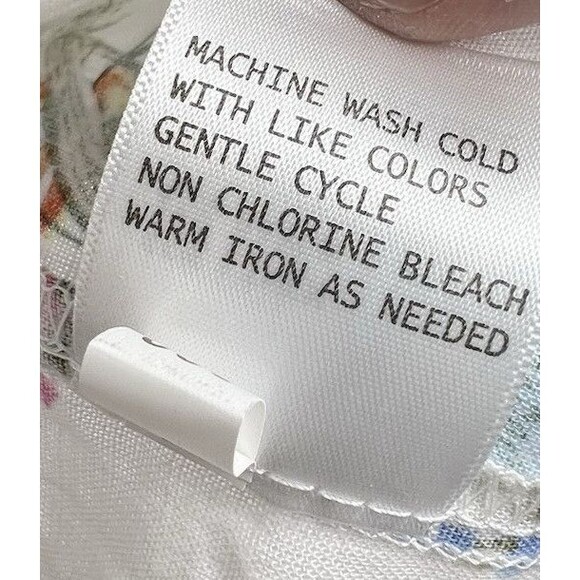 JNY Jones New York Top Womens 3X Linen Blend Floral Button Roll Tab Peasant Boho - Picture 15 of 15